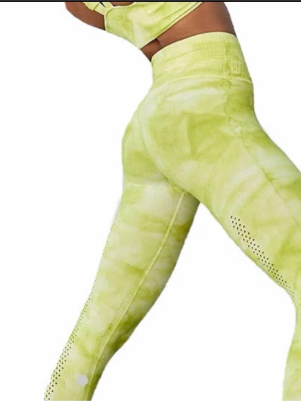 Free People Lime Tie-Dye High-Waist Leggings